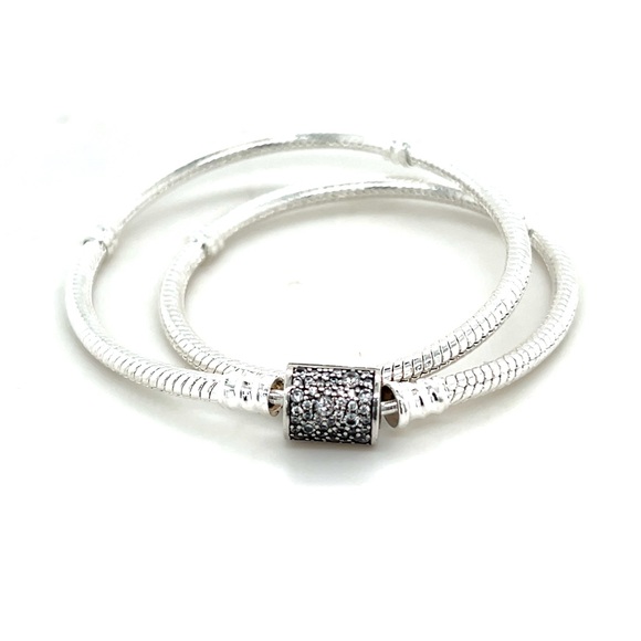Pandora Pave Cz Barrel Clasp Wrap Bracelet - Picture 1 of 4